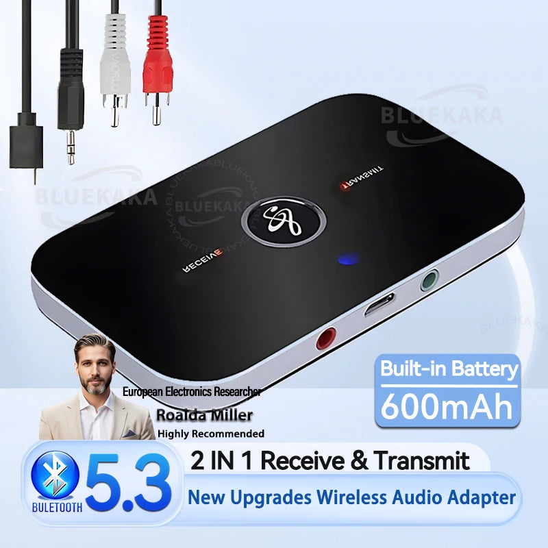 Adaptateur Bluetooth 5.3 Audio 2-en-1 – Transmetteur & Récepteur AUX / RCA