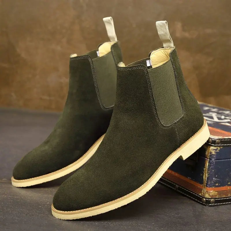 Chelsea Boots Homme Cuir Suédé Véritable Bout Pointu Style Britannique | 5 Coloris EU 35-46