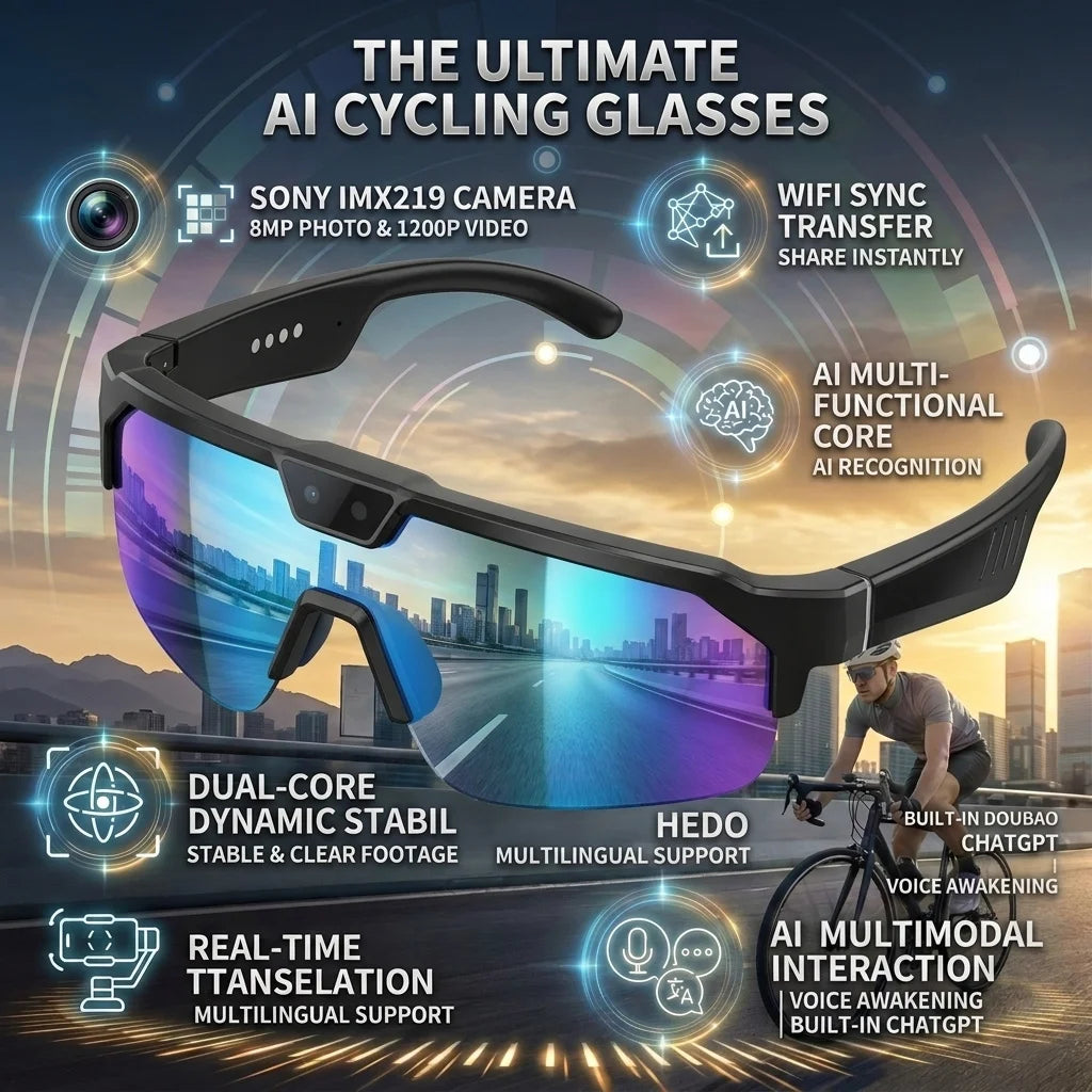 Lunettes Intelligentes AI GUHUAVMI Q01 Caméra 8MP Wi-Fi Bluetooth Assistant Vocal – CLEVI Paris