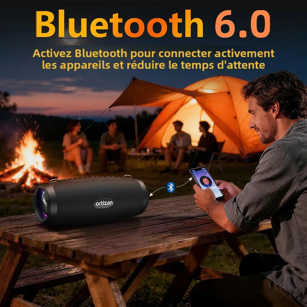 Ortizan M8 Enceinte Bluetooth 60W IP67 Auracast RGB Bass Boost 20h – CLEVI Paris