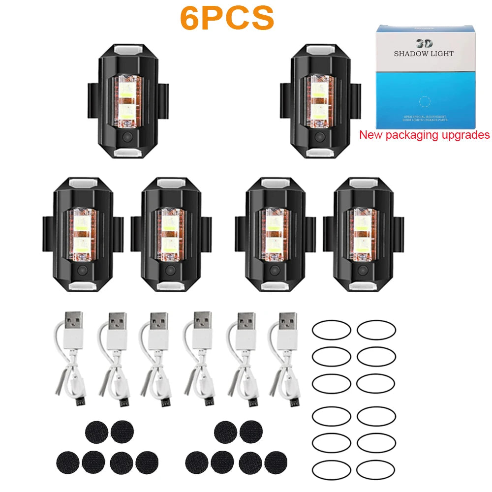 Feux Stroboscopiques LED 7 Couleurs USB – Anti-Collision, 30 Modes, 8h Autonomie – Moto, Vélo & Drone – CLEVI Paris