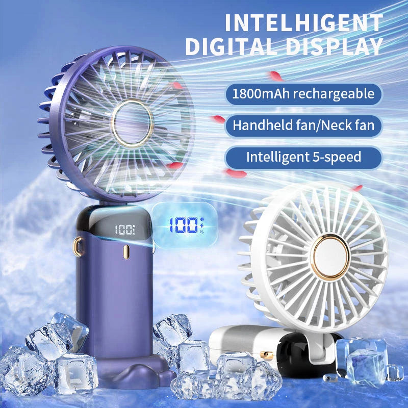 OIMG N15 Ventilateur 3-en-1 Main Cou Bureau 5 Vitesses Écran LED 1800mAh – CLEVI Paris