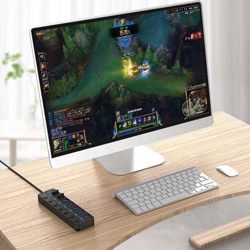 Hub USB 3.0 PHONEPACE — 4 ou 7 Ports, Indicateur LED, Interrupteurs Indépendants, Universel | CLEVI Paris