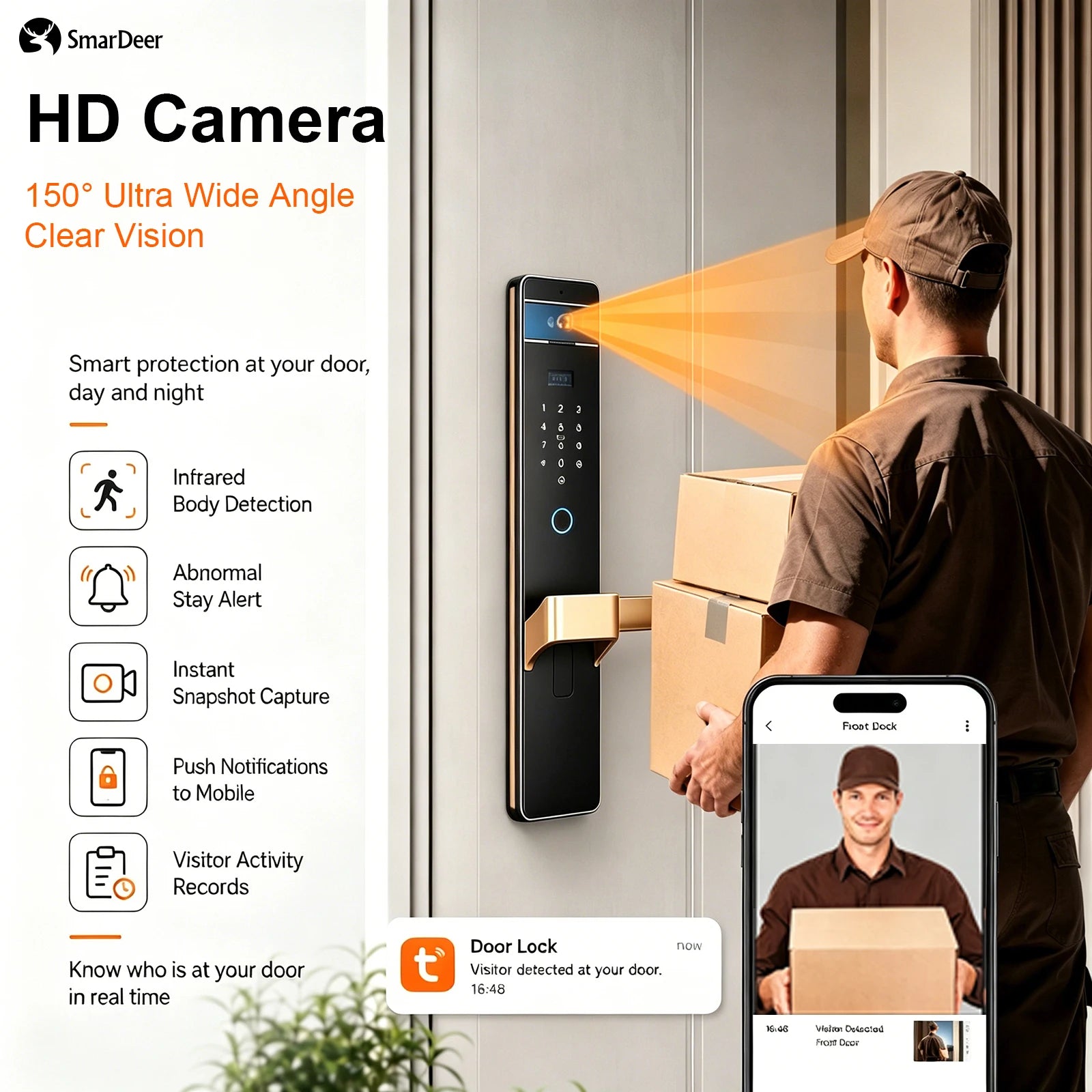 SmarDeer L9009 Serrure Connectée 3D Face & Veine Palmaire WiFi Tuya – CLEVI Paris