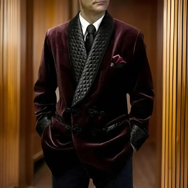 Blazer Long Velours Homme Rouge – CLEVI Paris