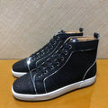 Sneakers Montantes Cuir Glitter Noir Homme – Semelle Rouge, Lacets, Tailles 35-48 – CLEVI Paris