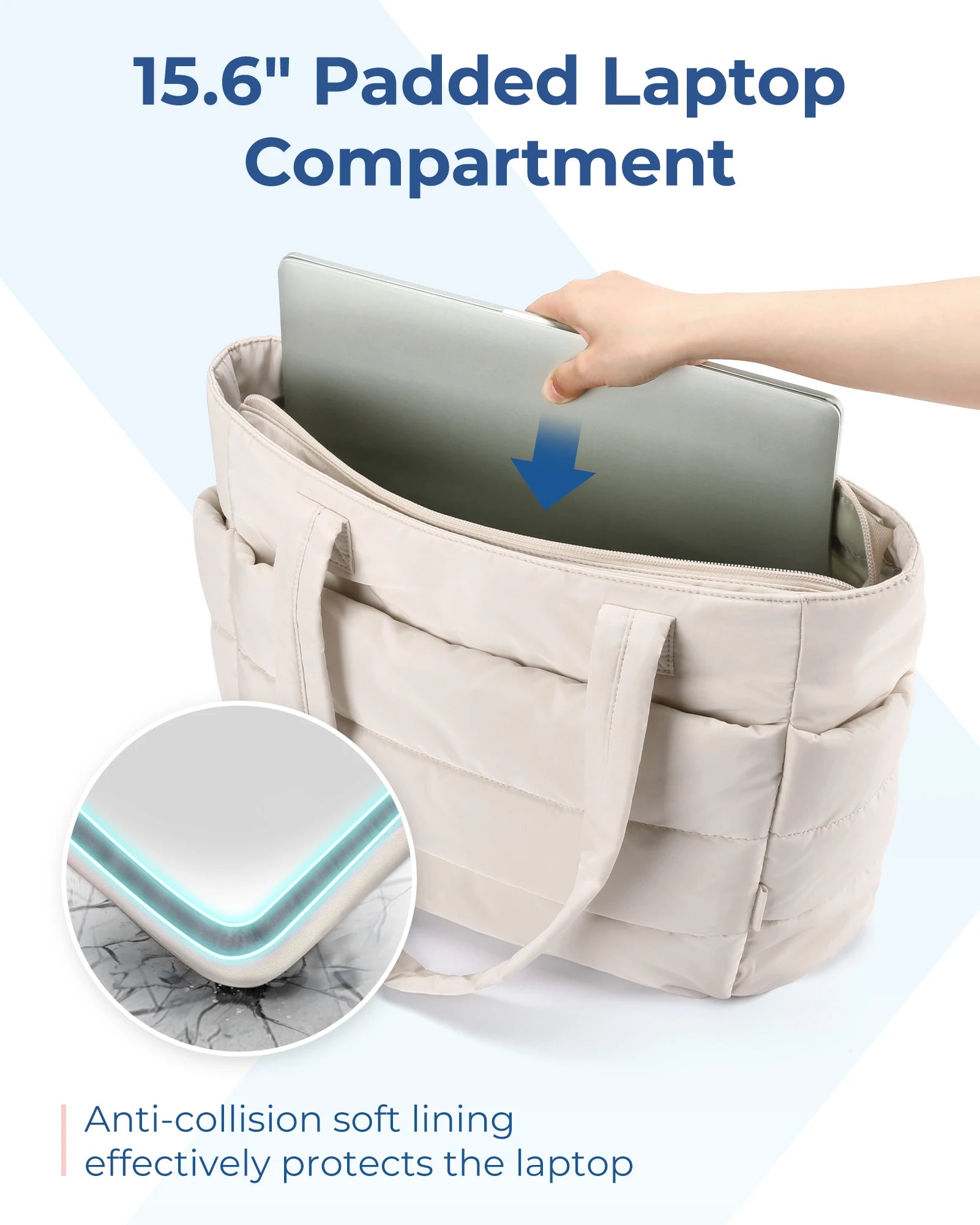 Sac Cabas Femme Puffer Taslan Léger Grande Capacité 20L – CLEVI Paris