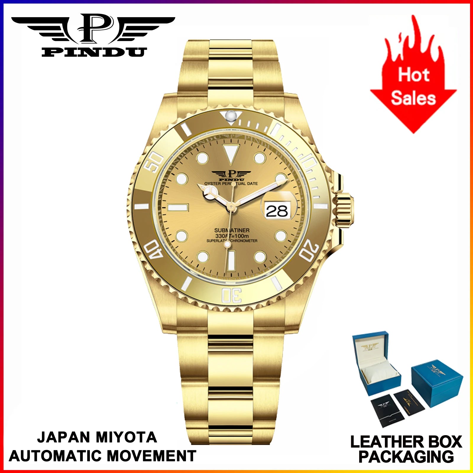 Montre PINDU PD6591 Mécanique Automatique Miyota Acier 40 mm Étanche 10 Bar – CLEVI Paris