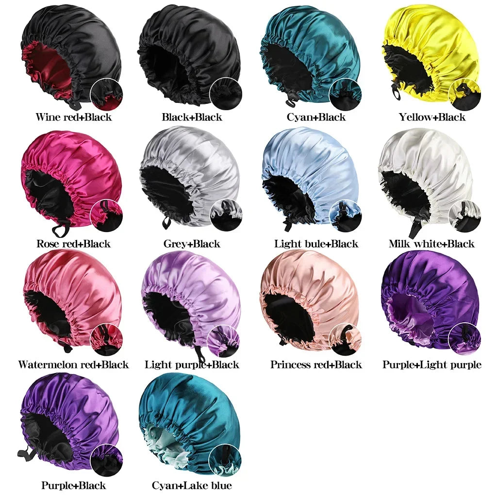 Bonnet de Nuit Double Couche Satin Réversible — CLEVI Paris