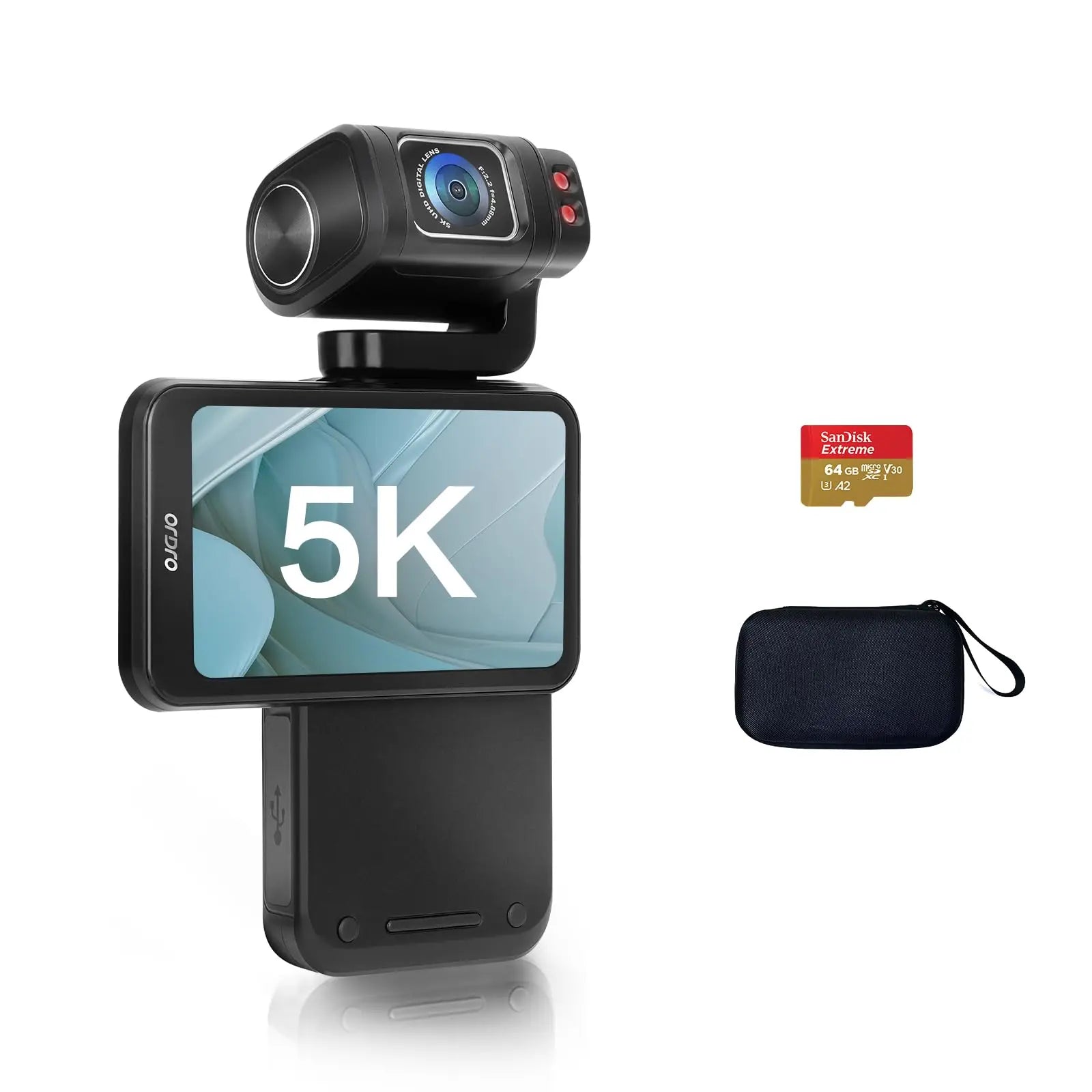 Caméscope de Poche 5K ORDRO M3 – Capteur Sony, Écran Tactile 3.5", 4K 60fps, WiFi, IP65