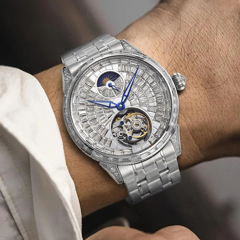Montre Homme PINDU 6637 – Tourbillon Automatique Squelette, Verre Saphir, Acier Inoxydable, Étanche 3 ATM – CLEVI Paris
