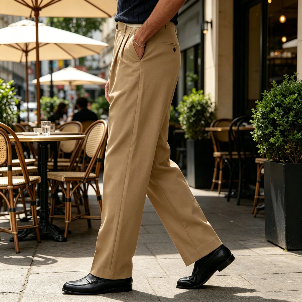 Pantalon homme taille haute coupe large – CLEVI Paris