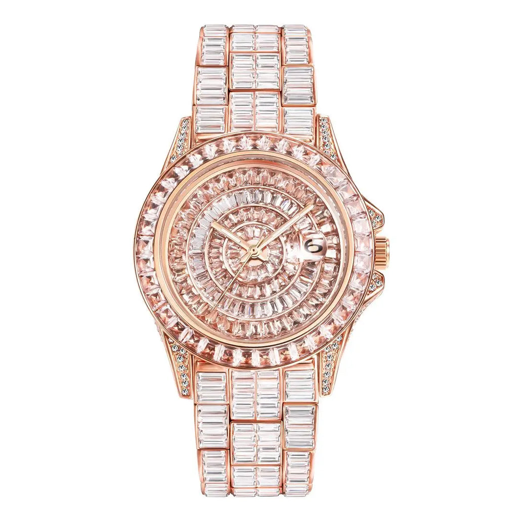 MISSFOX Montre Quartz Homme Iced Out Diamond Hip Hop Acier Saphir Plaqué Or 18K – CLEVI Paris