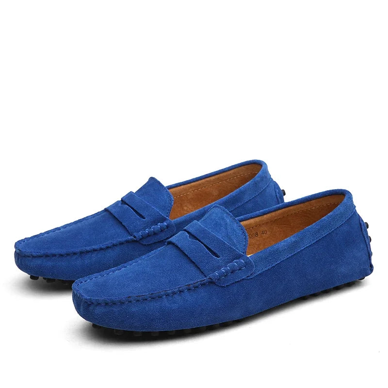 Mocassins Homme Cuir Suède Véritable – Chaussures Casual Conduite Slip-On