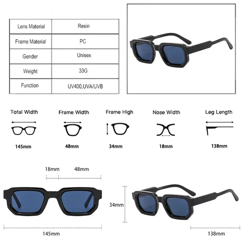 Lunettes de Soleil Carrées Retro Verres Transparents UV400 Unisexe 11 Coloris – CLEVI Paris