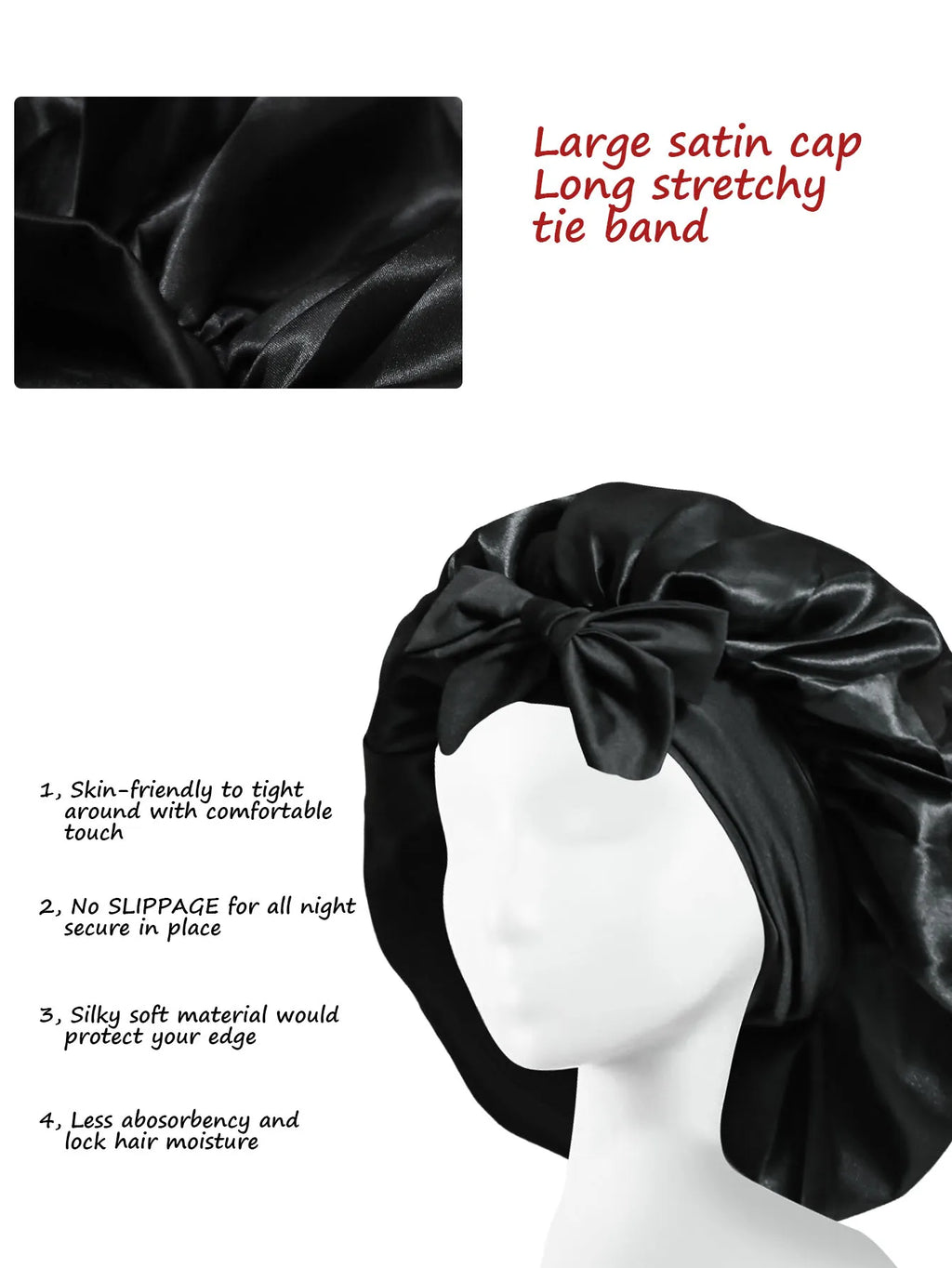 Bonnet de Nuit Satin Cheveux Bouclés — CLEVI Paris
