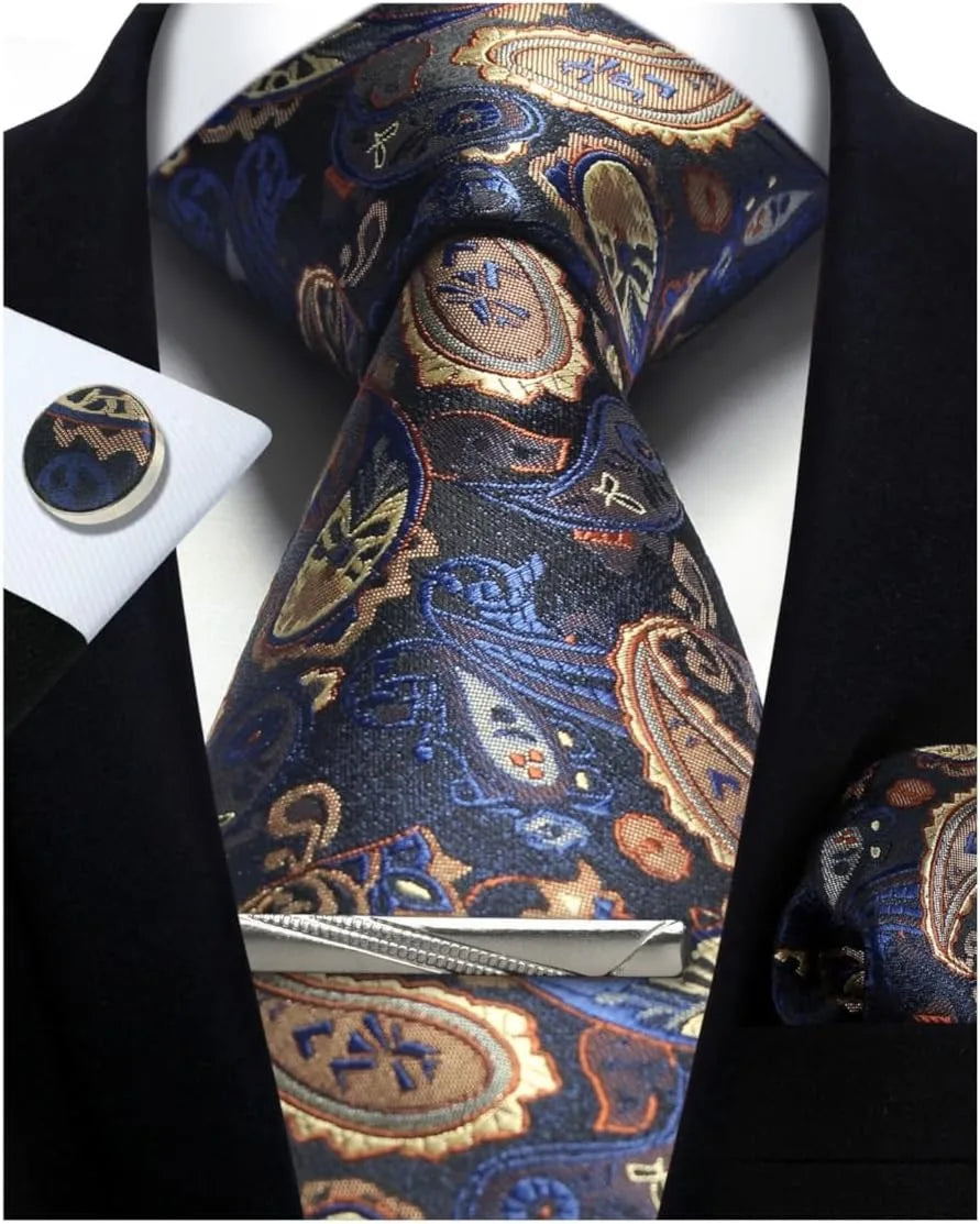 Ensemble cravate homme 4 pièces paisley – CLEVI Paris