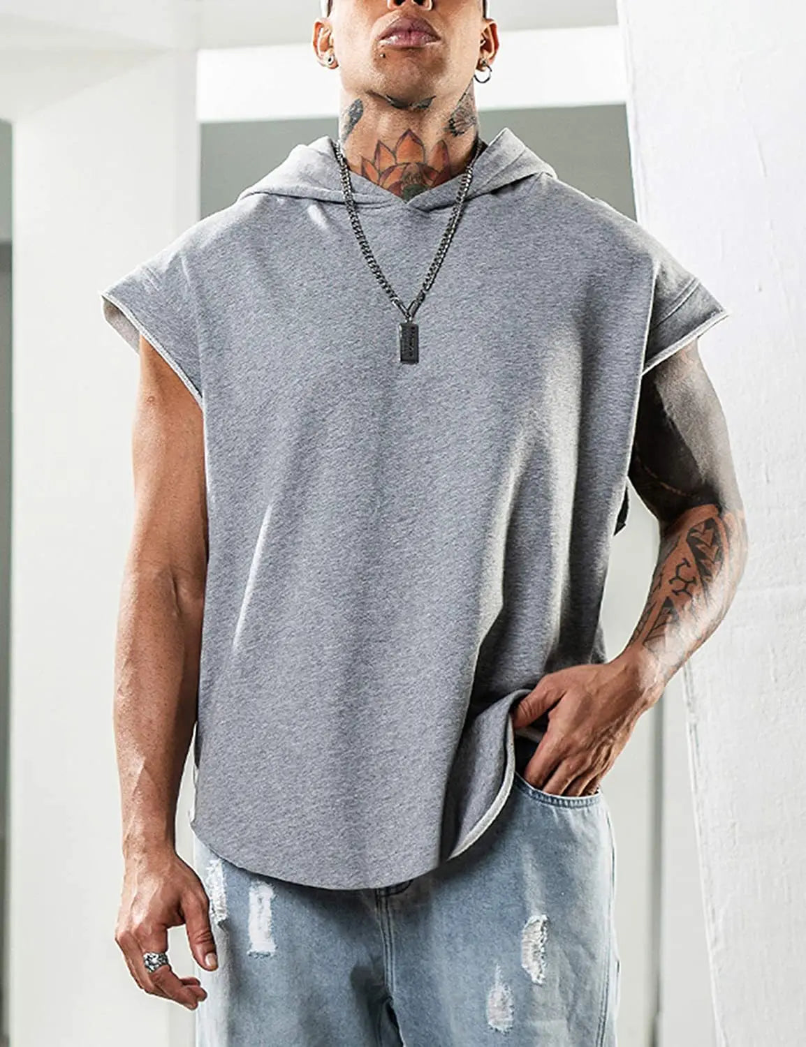 Débardeur Homme à Capuche – Style Hip Hop Streetwear Sans Manches