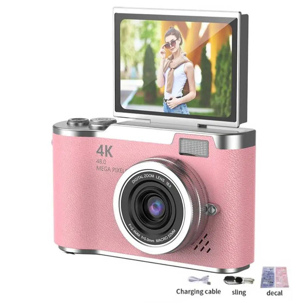 Appareil Photo Numérique CCD 48MP 4K Zoom 8x Écran Selfie 180° | Filtres Beauté Cadeau