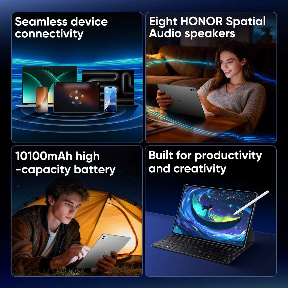 Tablette HONOR MagicPad 4 – 12,3" OLED 165Hz, Snapdragon 8 Gen5, Wi-Fi 7, 10100mAh, Android 16 – CLEVI Paris