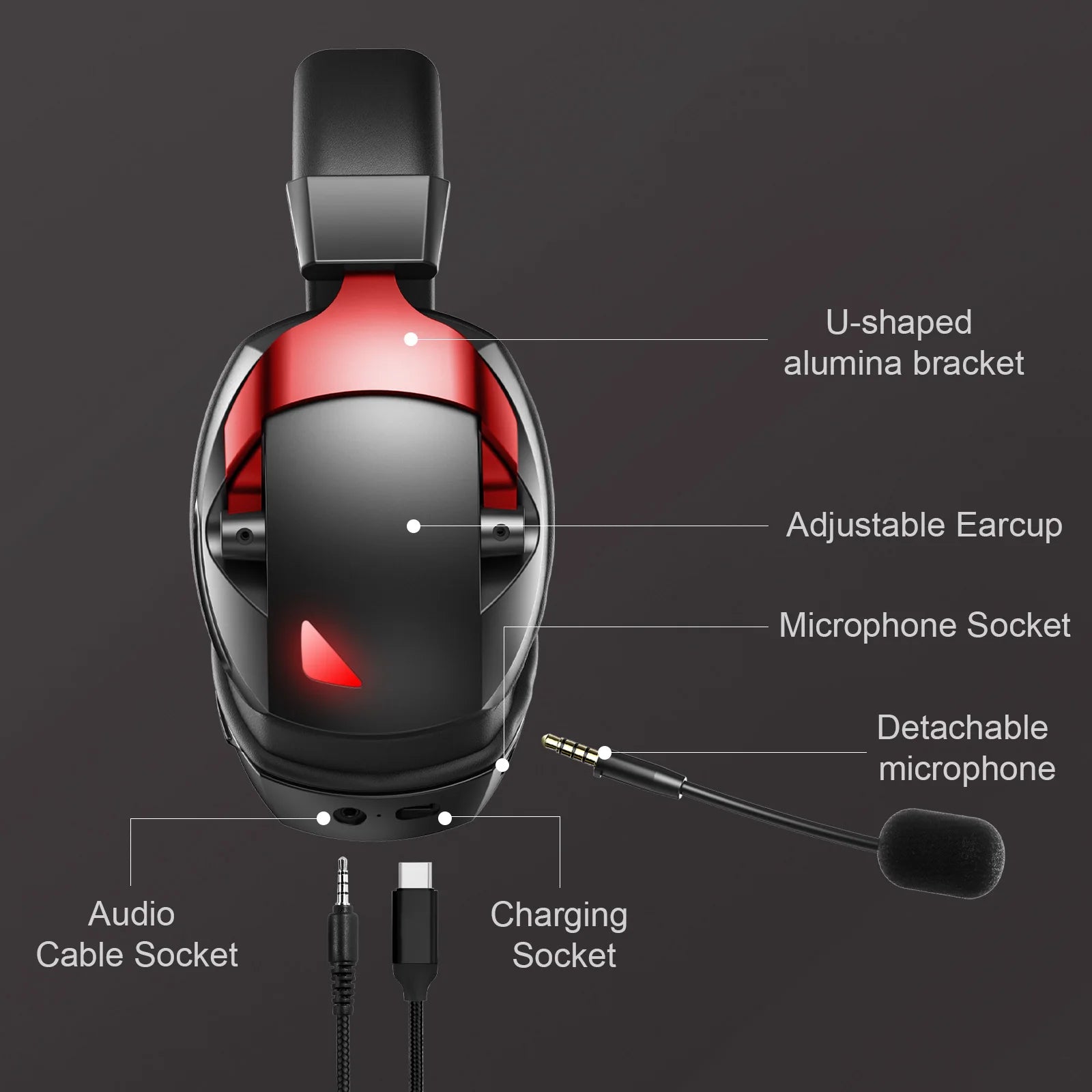 Casque Gaming Sans Fil Acinaci – Micro Détachable, 2.4G / Bluetooth / Jack 3.5mm, 36H