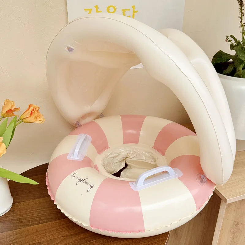 Bouée Siège Gonflable Piscine – Anneau Flottant Rayures Rétro, Plage & Fêtes – CLEVI Paris