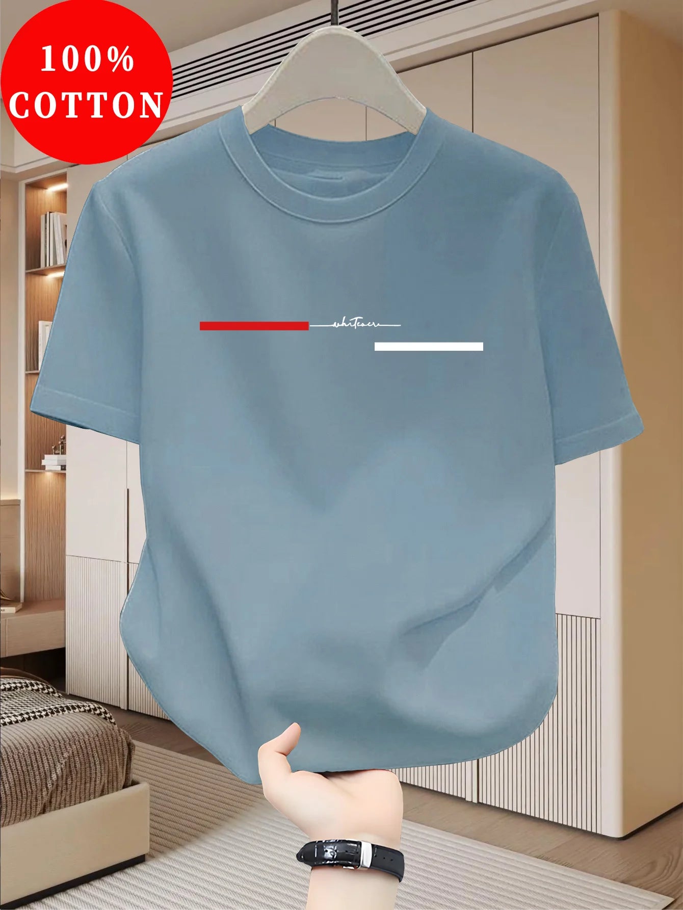 T-Shirt Homme 100% Coton Loose Col Rond Imprimé Lettres Style Américain 18 Coloris – CLEVI Paris