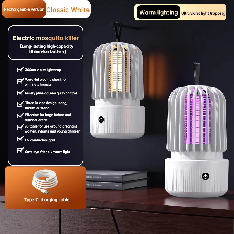 Lampe Anti-Moustiques 2-en-1 1200mAh Rechargeable Lumière UV Choc Électrique Intérieur Extérieur 2026 – CLEVI Paris