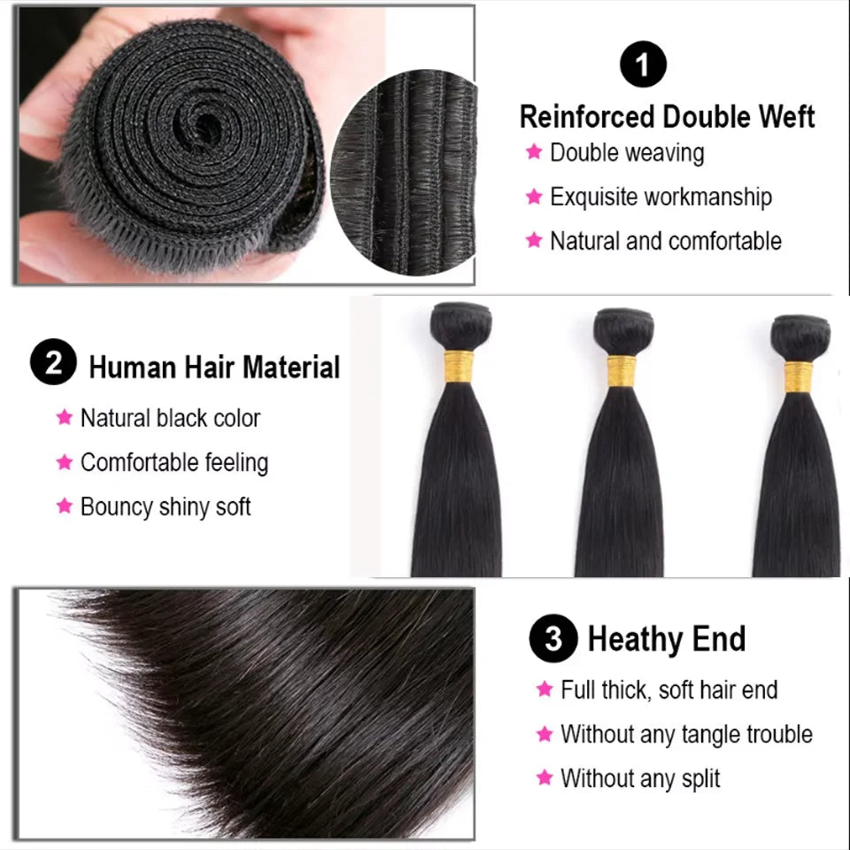 Bundles Cheveux Lisses Humains Brésiliens Virgin & Remy – CLEVI Paris