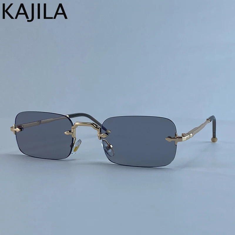 Lunettes de Soleil Sans Monture Rectangulaires Punk UV400 Dégradé Homme Vintage – CLEVI Paris