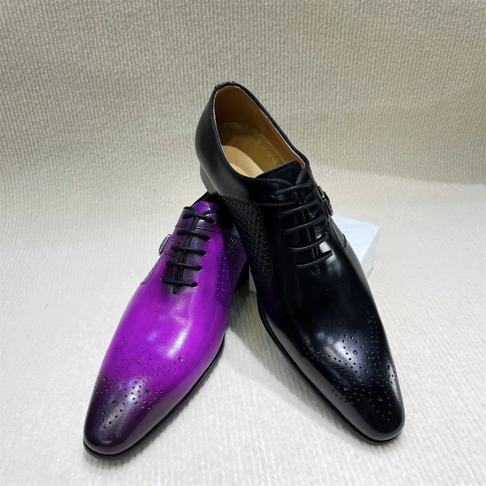 Brogue Oxford Homme Luxe Cuir de Veau Fait Main Bout Pointu – CLEVI Paris