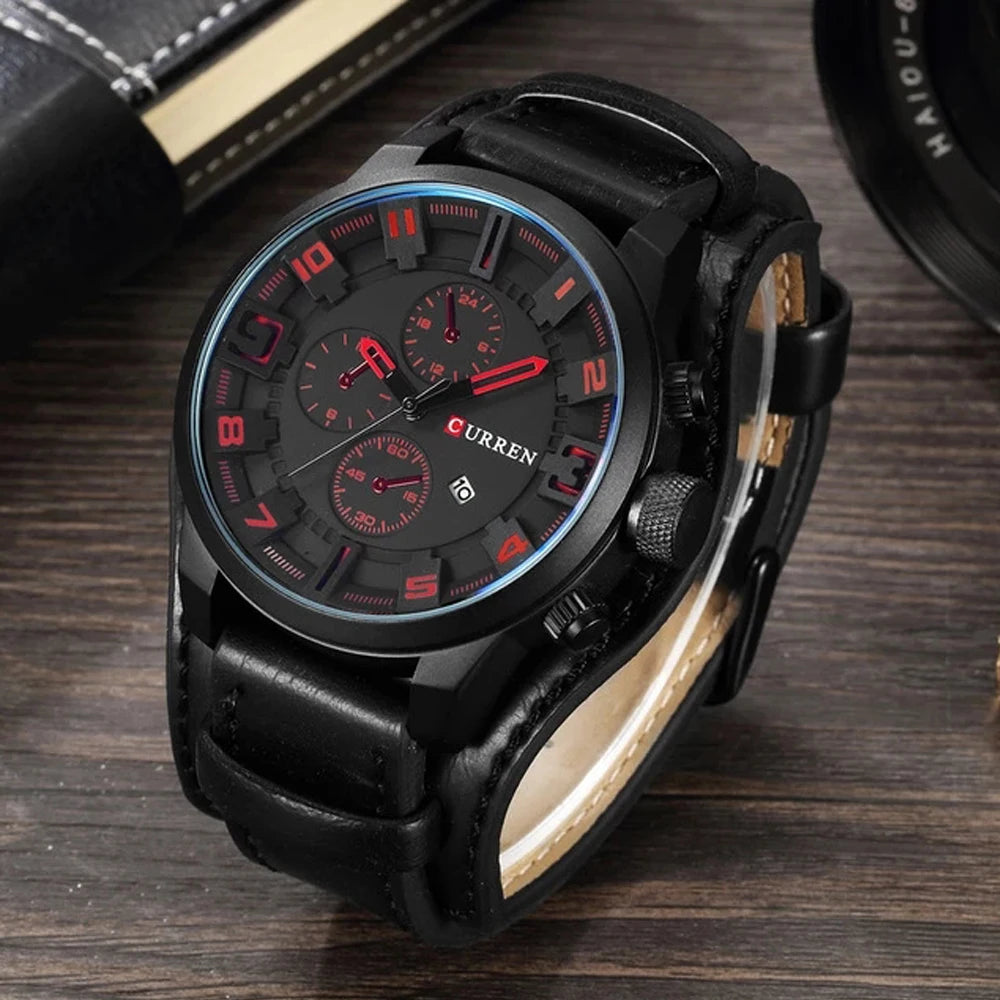 CURREN Montre Quartz Homme Style Chronographe Cuir Date Jour 45mm Mouvement Japonais – CLEVI Paris