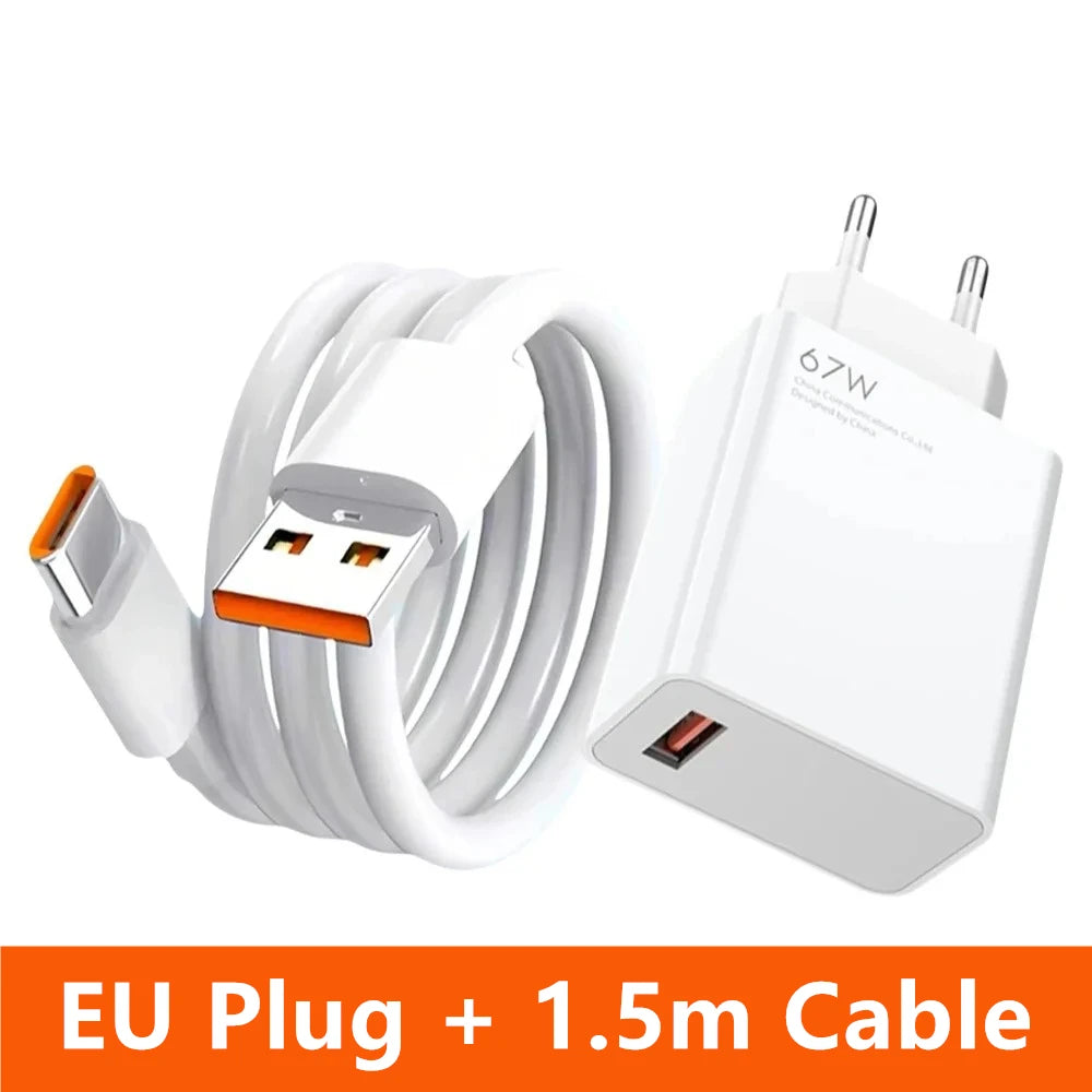 Chargeur Rapide 67W 6A USB-C Xiaomi Redmi POCO Prise EU + Câble – CLEVI Paris