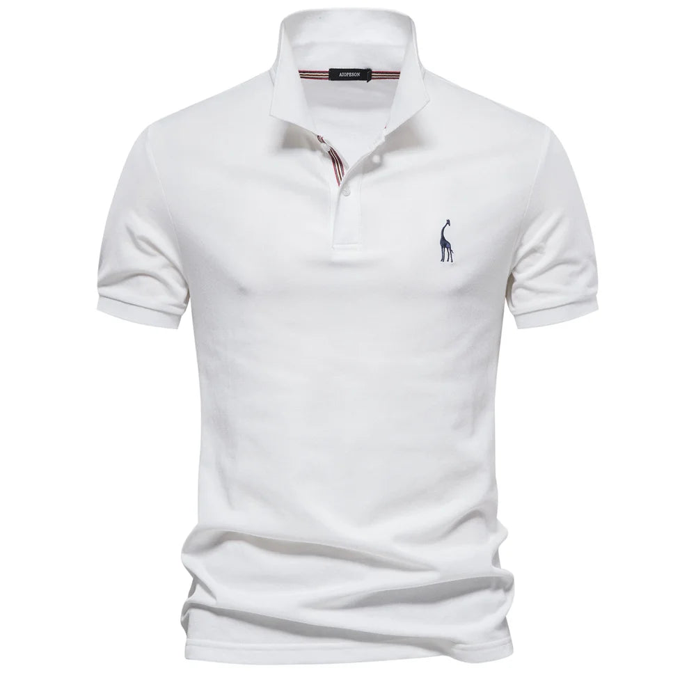 Polo Homme AIOPESON Coton Manches Courtes – Broderie, Anti-Boulochage