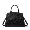 Sac Cabas Femme Cuir Véritable Roses 3D Gaufrées Noir – CLEVI Paris