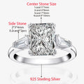 Bague Fiançailles KUTPF Moissanite 1 à 4ct Taille Radiant ou Émeraude Argent 925 Certifiée – CLEVI Paris