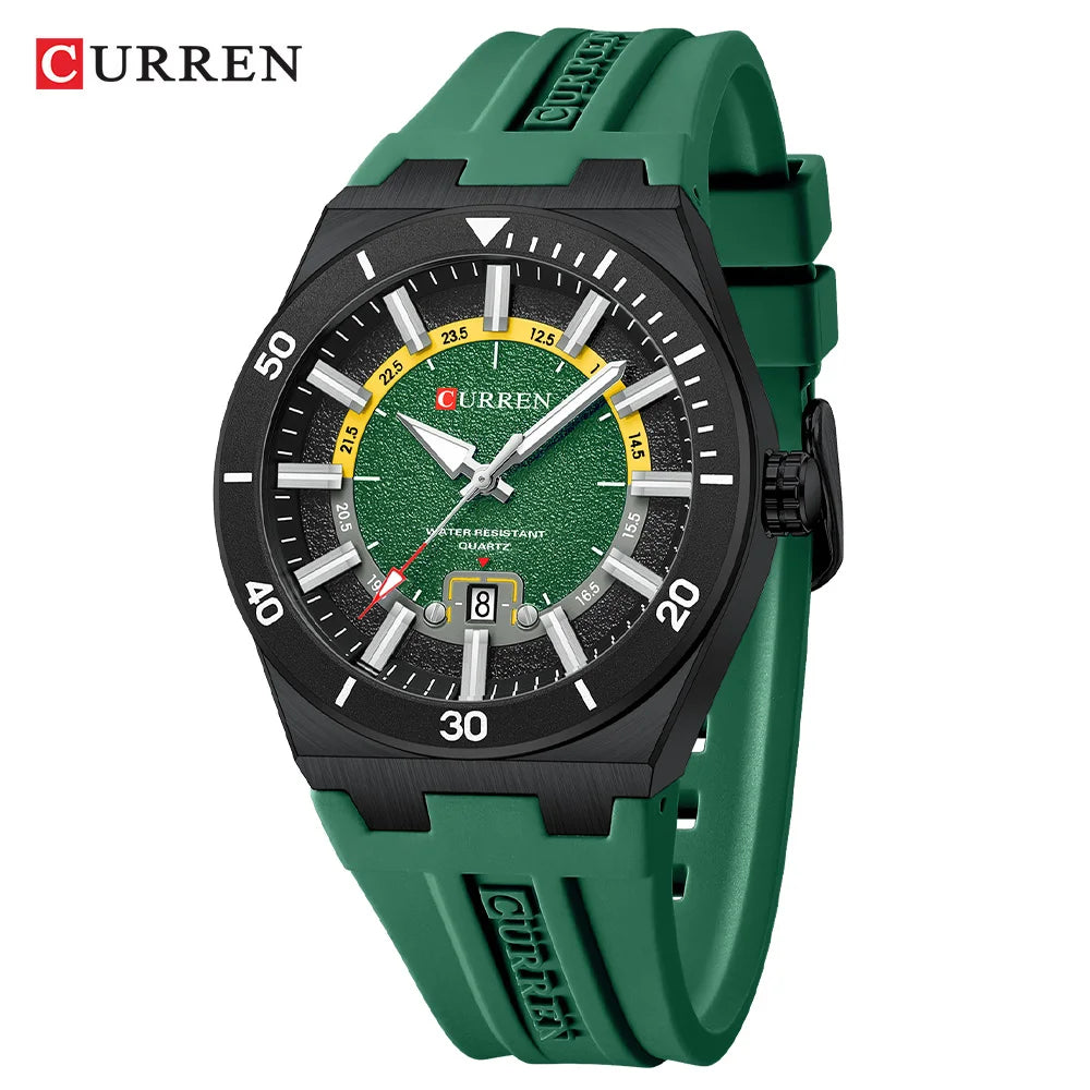 CURREN Montre Quartz Homme Cadran Texturé Silicone Sport Lumineux Date Auto 43mm – CLEVI Paris