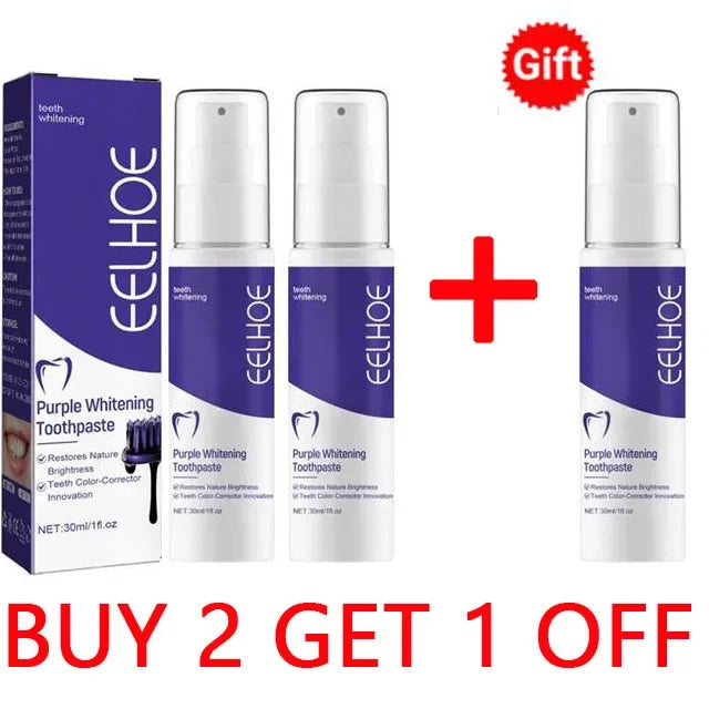 Dentifrice Violet Blanchissant Eelhoe | Correction Couleur, Nettoyage Profond & Haleine Fraîche | 30ml – CLEVI Paris