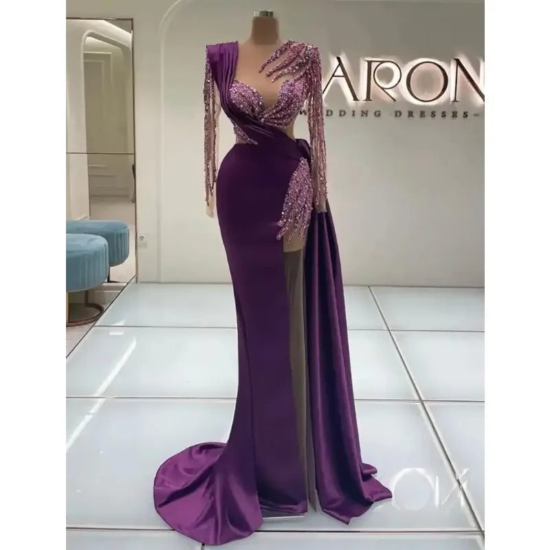 Robe de soirée sirène perlée – CLEVI Paris