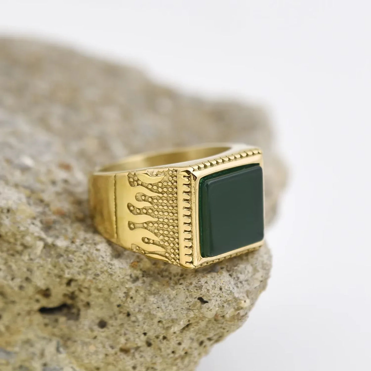 Bague Homme Acier Doré 18K Géométrique – CLEVI Paris