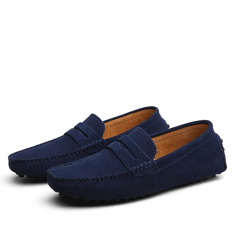 Mocassins Homme Cuir Suède Véritable – Chaussures Casual Conduite Slip-On