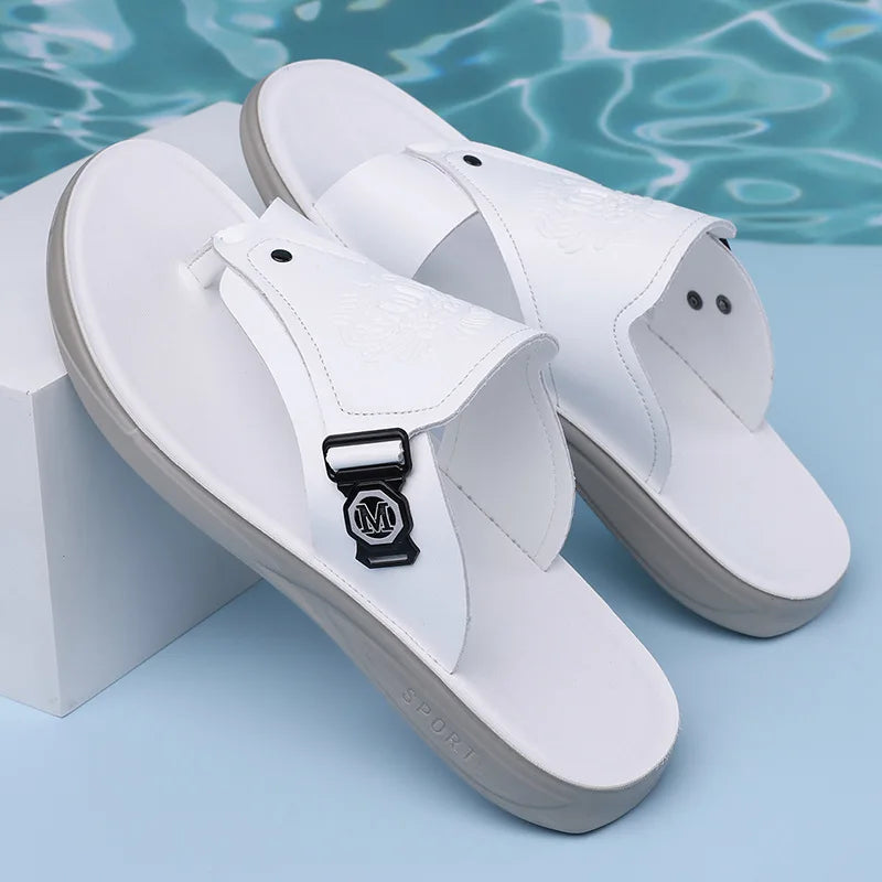 Tongs Homme Été – Antidérapantes, Légères, Style Rétro | Blanc, Noir ou Marron Foncé