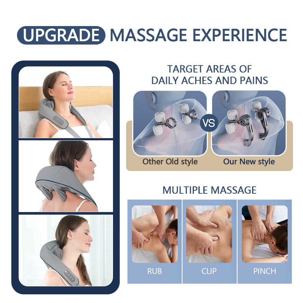 Masseur Nuque & Épaules Sans Fil 20W/26W Trapèze 3D – CLEVI Paris