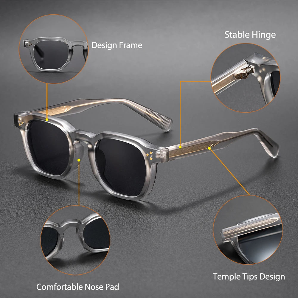 Lunettes de Soleil Carrées Tendance – Branches Personnalisées UV400 Voyage Fête Festival – CLEVI Paris