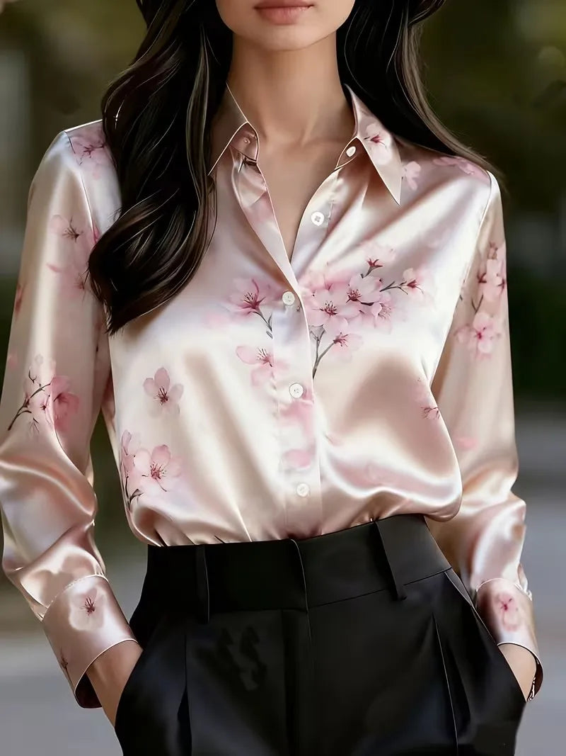 Chemise Femme Satinée Dégradée Imprimée 3D – CLEVI Paris
