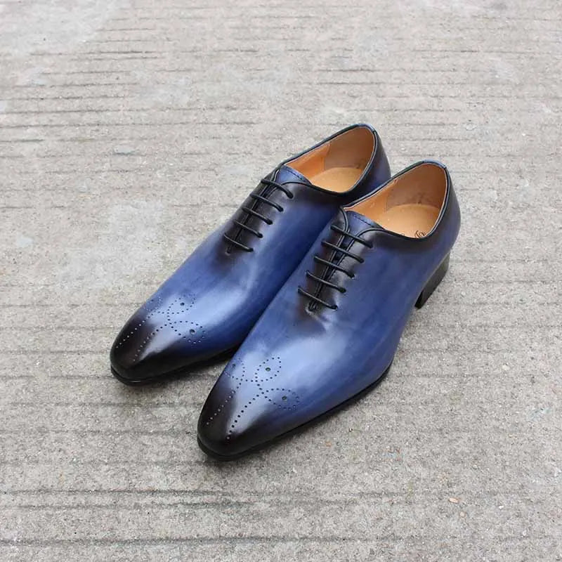 Oxford Homme Cuir de Vache Véritable Bout Pointu Style Italien Lacets Whole Cut | Mariage & Bureau EU 39-46