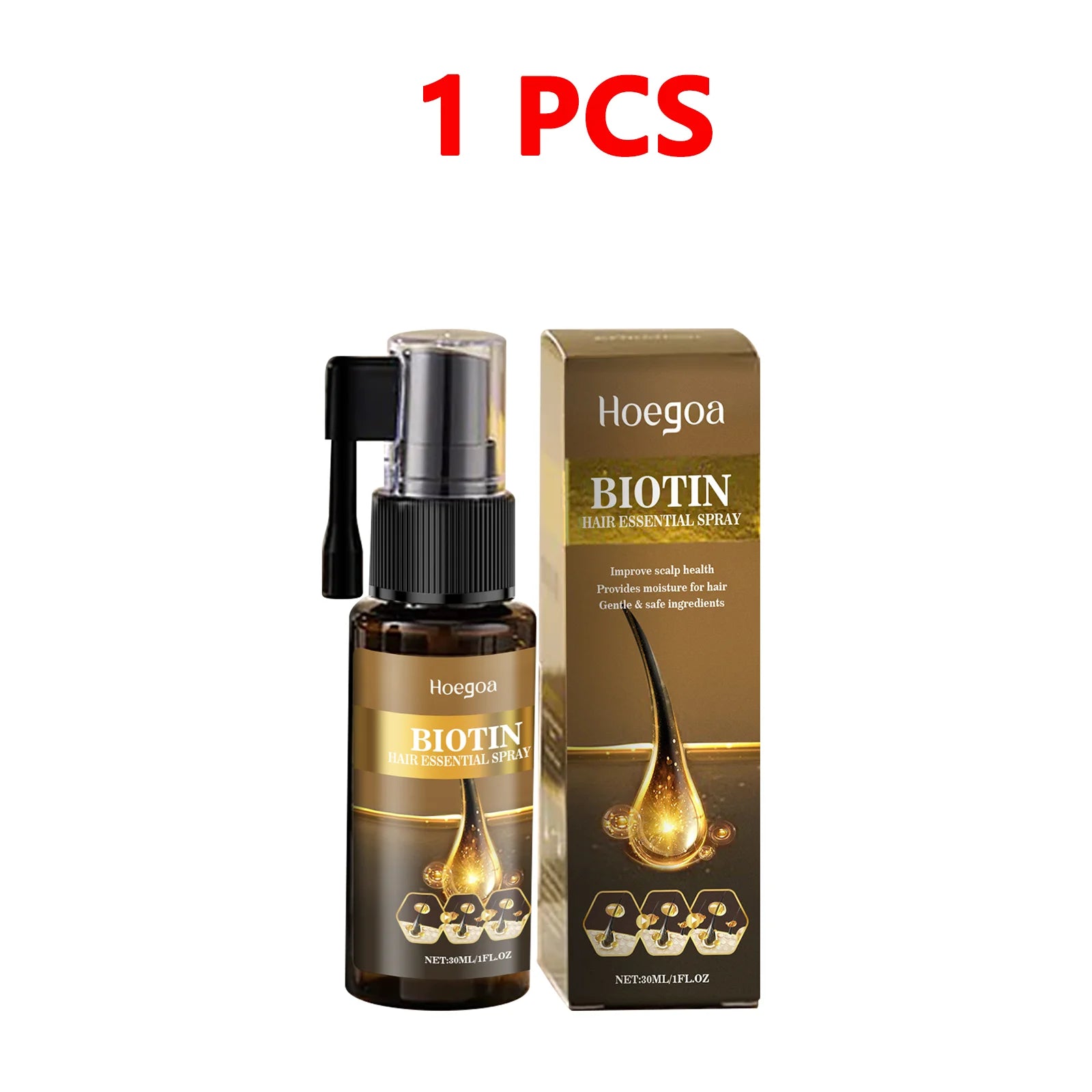 Sérum Capillaire Spray à la Biotine | Anti-Chute & Épaississant | Huile d’Argan & Gingembre | Certifié CPNP – CLEVI Paris