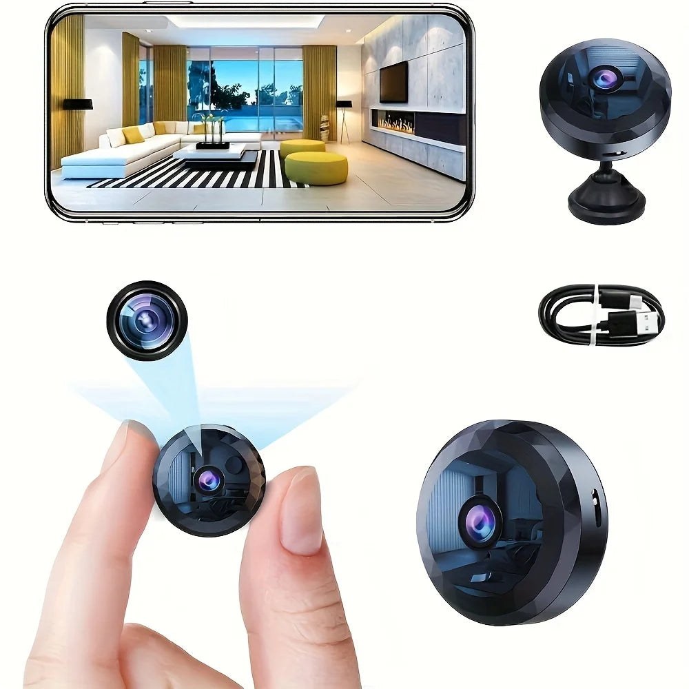 Mini Caméra de Sécurité WiFi 1080P – Vision Nocturne, Détection de Mouvement & Batterie Rechargeable – CLEVI Paris