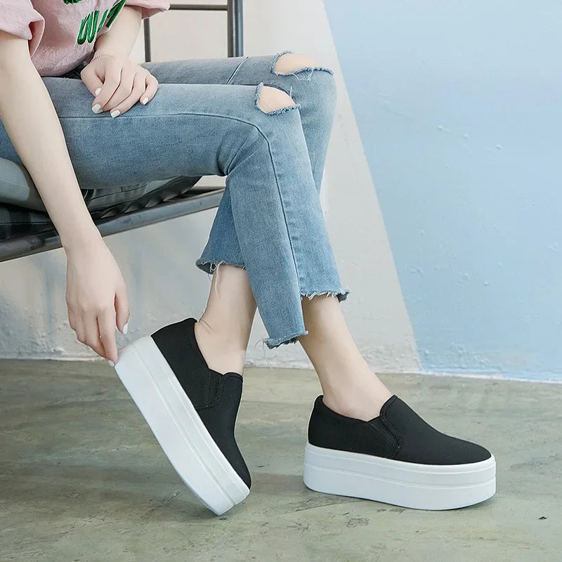 Chaussures femme en toile à plateforme – CLEVI Paris