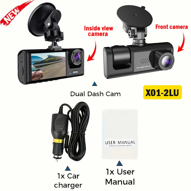 Dashcam 2/3 Canaux 1080p WiFi – Capteur Sony, Vision Nocturne Starlight, G-Sensor, Surveillance Parking – CLEVI Paris